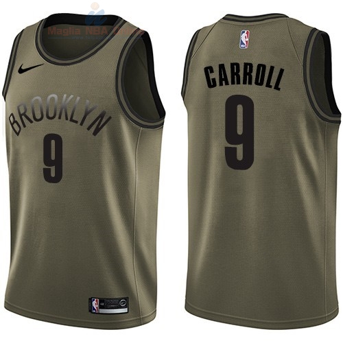 Acquista Maglia NBA Brooklyn Nets Servizio Di Saluto #9 Demarre Carroll Nike Army Green 2018