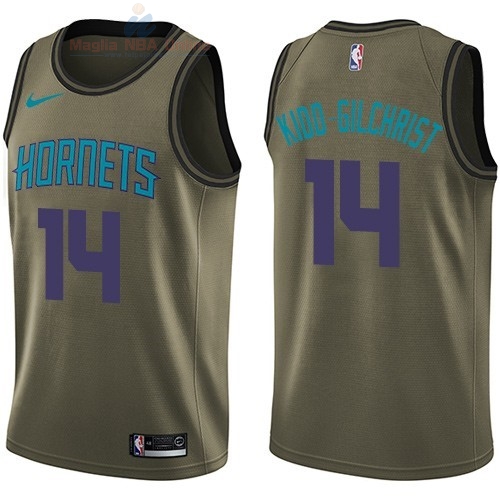 Acquista Maglia NBA Charlotte Hornets Servizio Di Saluto #14 Michael Kidd Gilchrist Nike Army Green 2018