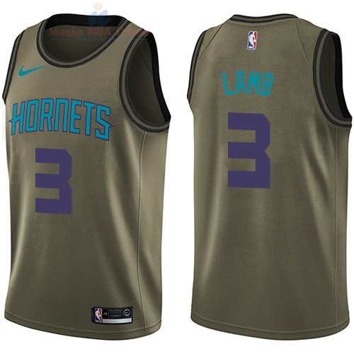 Acquista Maglia NBA Charlotte Hornets Servizio Di Saluto #3 Jeremy Lamb Nike Army Green 2018