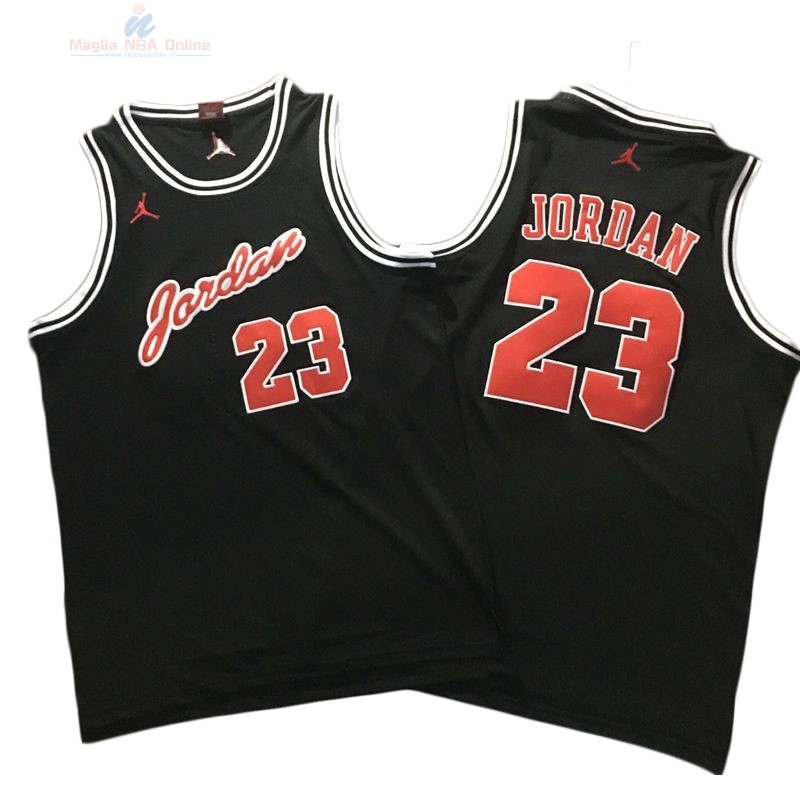 Acquista Maglia NBA Chicago Bulls #23 Michael Jordan Nero Rosso Bianco