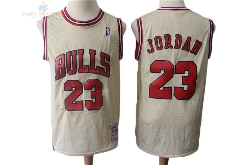 Acquista Maglia NBA Chicago Bulls #23 Michael Jordan Retro Crema