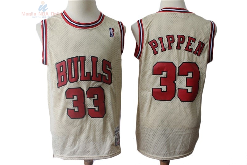 Acquista Maglia NBA Chicago Bulls #33 Scottie Pippen Retro Crema
