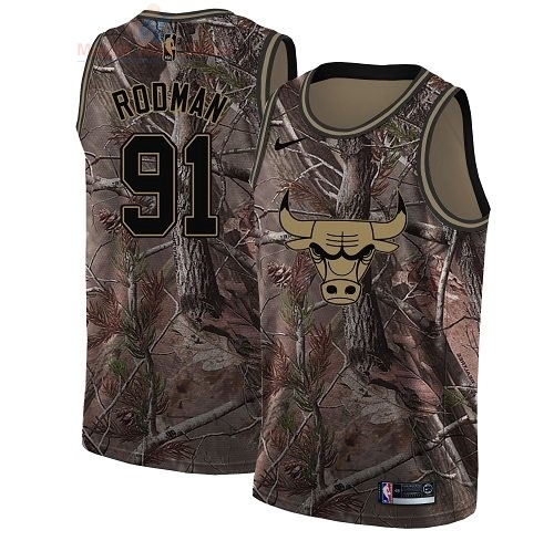 Acquista Maglia NBA Chicago Bulls #91 Dennis Rodman Camo Swingman Collezione Realtree 2018