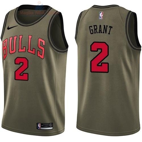 Acquista Maglia NBA Chicago Bulls Servizio Di Saluto #2 Jerian Grant Nike Army Green 2018