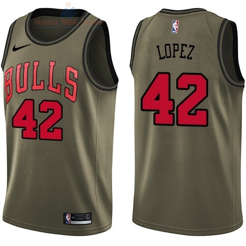 Acquista Maglia NBA Chicago Bulls Servizio Di Saluto #42 Robin Lopez Nike Army Green 2018