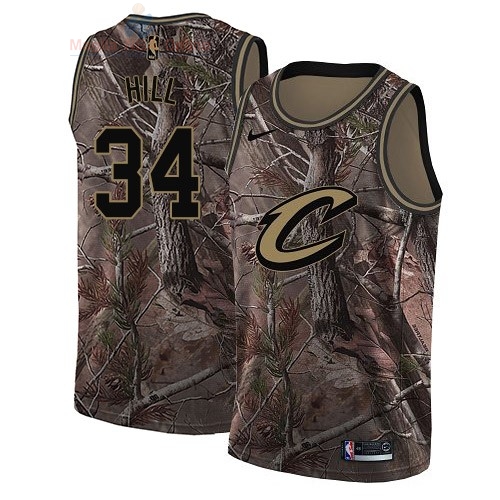 Acquista Maglia NBA Cleveland Cavaliers #34 Tyrone Hill Camo Swingman Collezione Realtree 2018