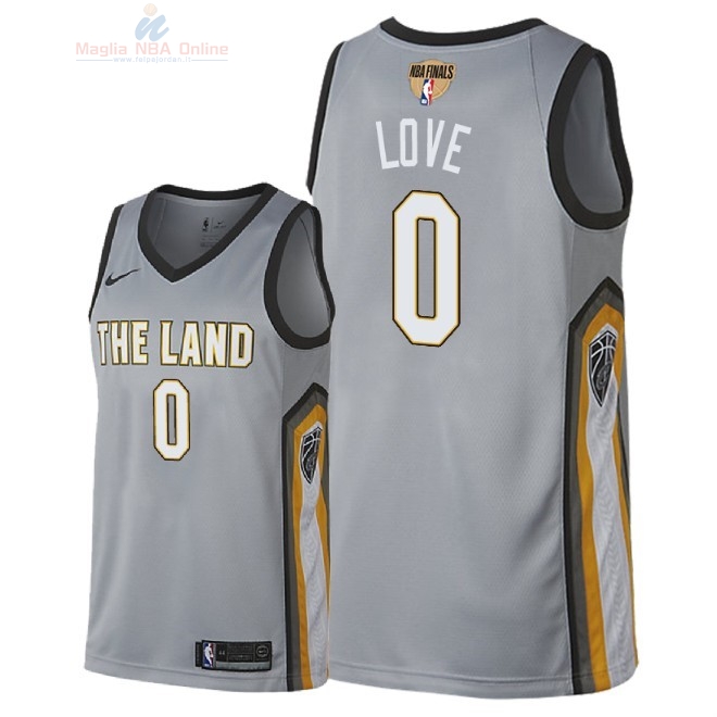 Acquista Maglia NBA Cleveland Cavaliers 2018 Campionato Finali #0 Kevin Love Nike Grigio Città Patch