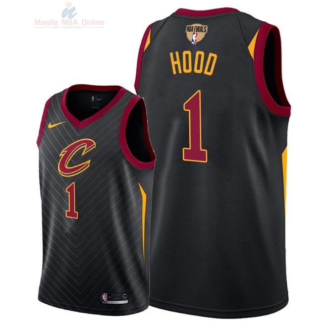 Acquista Maglia NBA Cleveland Cavaliers 2018 Campionato Finali #1 Rodney Hood Nero Statement Patch