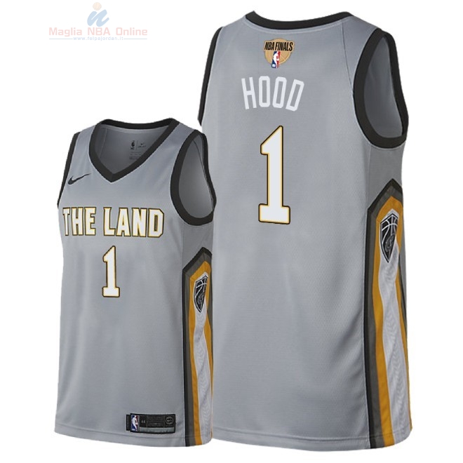 Acquista Maglia NBA Cleveland Cavaliers 2018 Campionato Finali #1 Rodney Hood Nike Grigio Città Patch