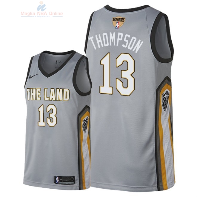 Acquista Maglia NBA Cleveland Cavaliers 2018 Campionato Finali #13 Tristan Thompson Nike Grigio Città Patch