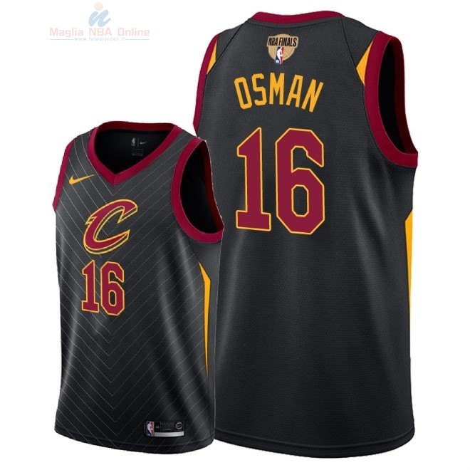 Acquista Maglia NBA Cleveland Cavaliers 2018 Campionato Finali #16 Cedi Osman Nero Statement Patch