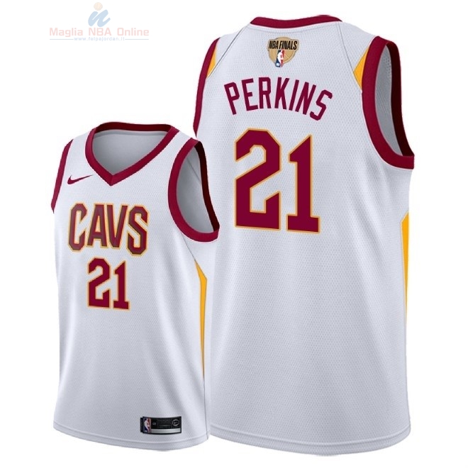 Acquista Maglia NBA Cleveland Cavaliers 2018 Campionato Finali #21 Kendrick Perkins Bianco Association Patch