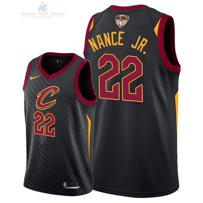 Acquista Maglia NBA Cleveland Cavaliers 2018 Campionato Finali #22 Larry Nance Jr Nero Statement Patch