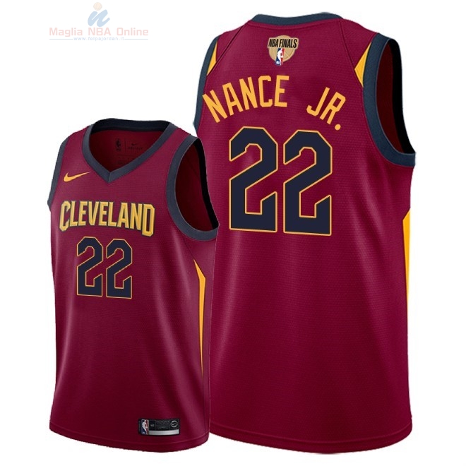 Acquista Maglia NBA Cleveland Cavaliers 2018 Campionato Finali #22 Larry Nance Jr Rosso Icon Patch