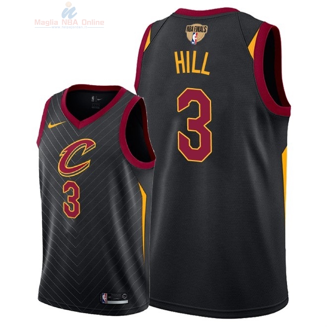 Acquista Maglia NBA Cleveland Cavaliers 2018 Campionato Finali #3 George Hill Nero Statement Patch