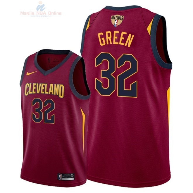 Acquista Maglia NBA Cleveland Cavaliers 2018 Campionato Finali #32 Jeff Green Rosso Icon Patch