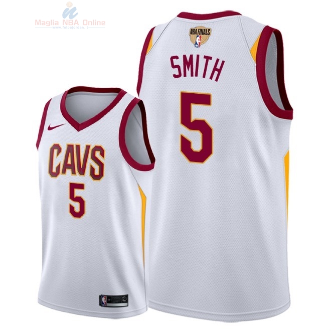 Acquista Maglia NBA Cleveland Cavaliers 2018 Campionato Finali #5 JR. Smith Bianco Association Patch