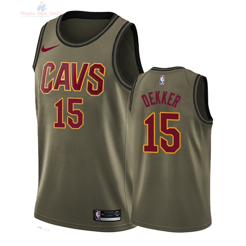 Acquista Maglia NBA Cleveland Cavaliers Servizio Di Saluto #15 Sam Dekker Nike Army Green 2018