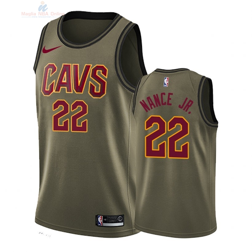 Acquista Maglia NBA Cleveland Cavaliers Servizio Di Saluto #22 Larry Nance Jr Nike Army Green 2018