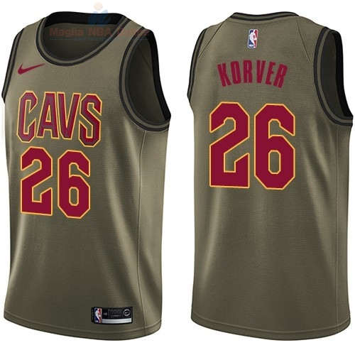 Acquista Maglia NBA Cleveland Cavaliers Servizio Di Saluto #26 Kyle Korver Nike Army Green 2018