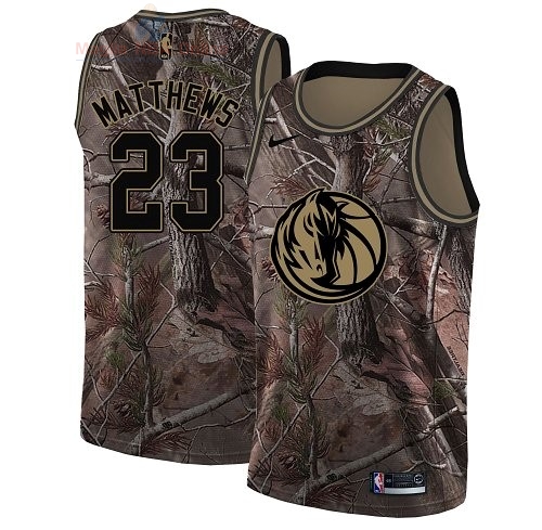 Acquista Maglia NBA Dallas Mavericks #23 Wesley Matthews Camo Swingman Collezione Realtree 2018