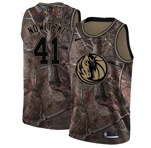 Acquista Maglia NBA Dallas Mavericks #41 Dirk Nowitzki Camo Swingman Collezione Realtree 2018