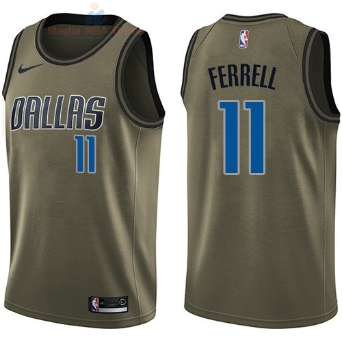 Acquista Maglia NBA Dallas Mavericks Servizio Di Saluto #11 Yogi Ferrell Nike Army Green 2018