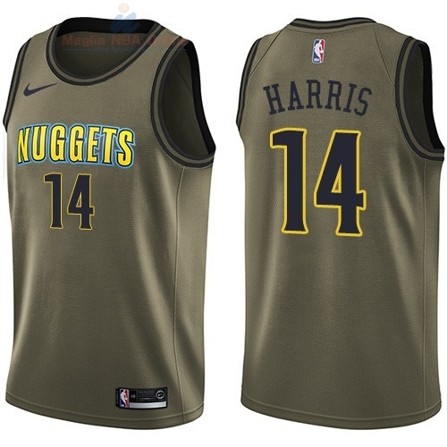 Acquista Maglia NBA Denver Nuggets Servizio Di Saluto #14 Gary Harris Nike Army Green 2018