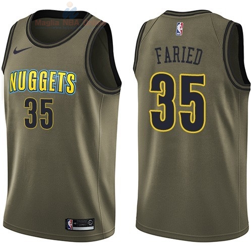 Acquista Maglia NBA Denver Nuggets Servizio Di Saluto #35 Kenneth Faried Nike Army Green 2018