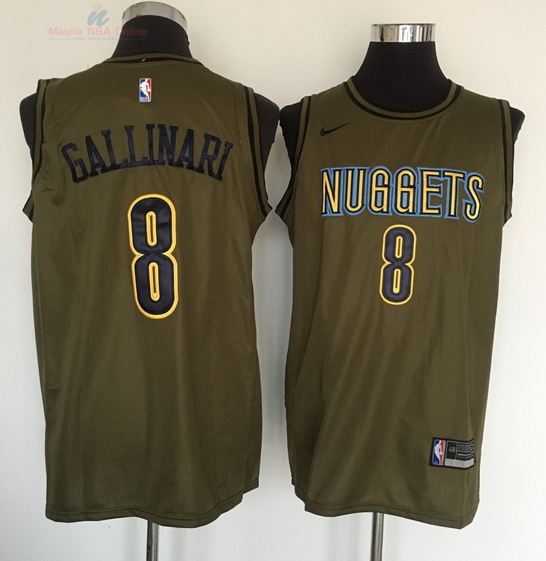 Acquista Maglia NBA Denver Nuggets Servizio Di Saluto #8 Danilo Gallinari Nike Army Green 2018