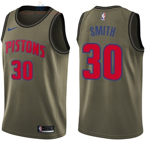 Acquista Maglia NBA Detroit Pistons Servizio Di Saluto #30 Joe Smith Nike Army Green 2018