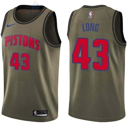 Acquista Maglia NBA Detroit Pistons Servizio Di Saluto #43 Grant Long Nike Army Green 2018