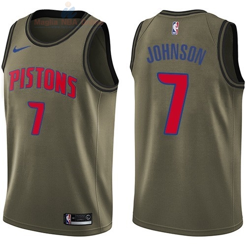 Acquista Maglia NBA Detroit Pistons Servizio Di Saluto #7 Stanley Johnson Nike Army Green 2018