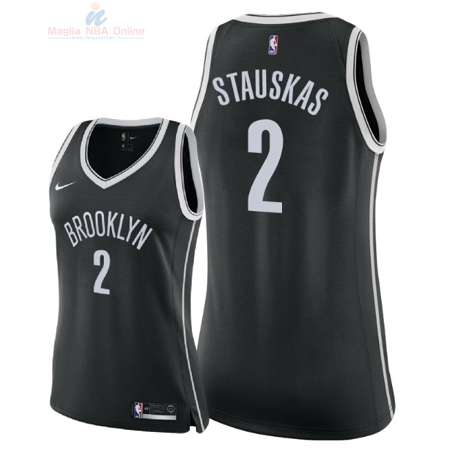 Acquista Maglia NBA Donna Brooklyn Nets #2 Nik Stauskas Nero Icon 2018