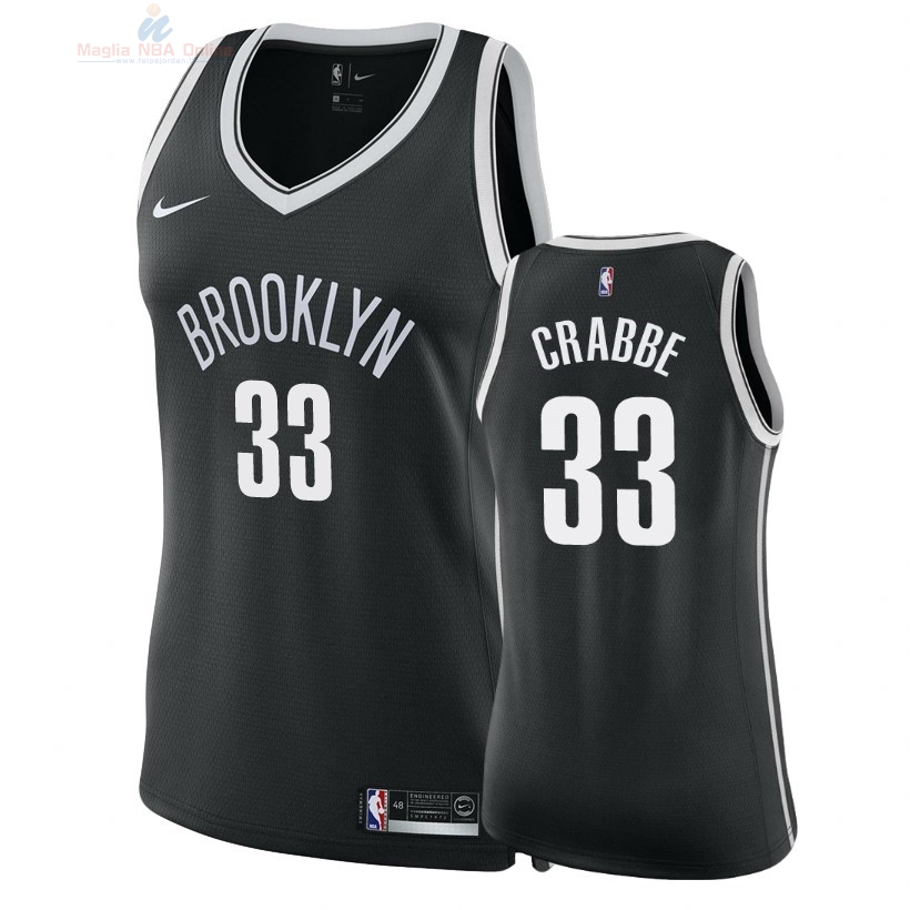 Acquista Maglia NBA Donna Brooklyn Nets #33 Allen Crabbe Nero Icon 2018