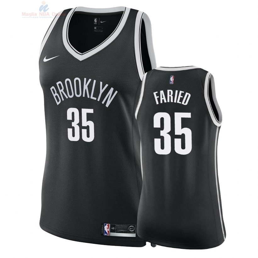 Acquista Maglia NBA Donna Brooklyn Nets #35 Kenneth Faried Nero Icon 2018