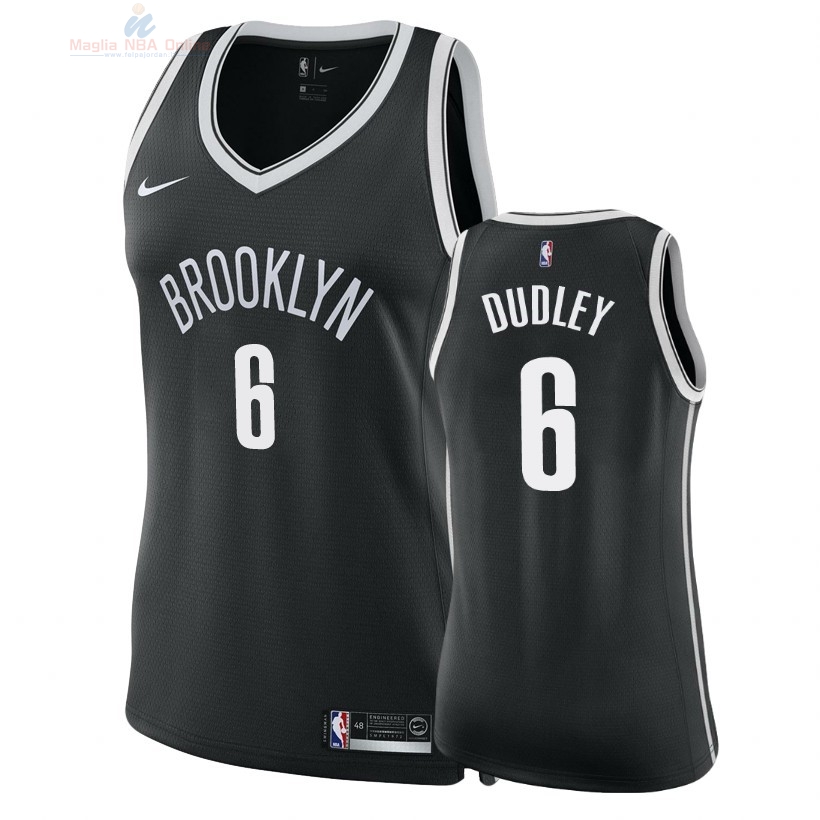 Acquista Maglia NBA Donna Brooklyn Nets #6 Jared Dudley Nero Icon 2018