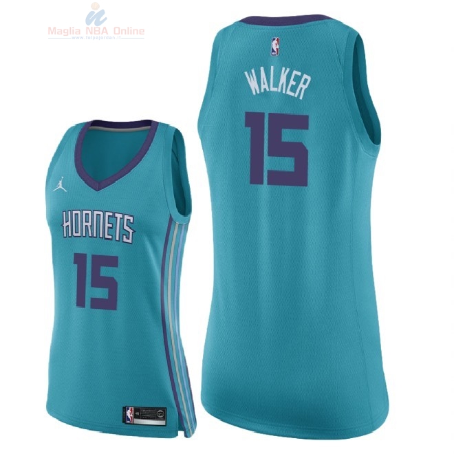 Acquista Maglia NBA Donna Charlotte Hornets #15 Kemba Walker Verde Icon 2018