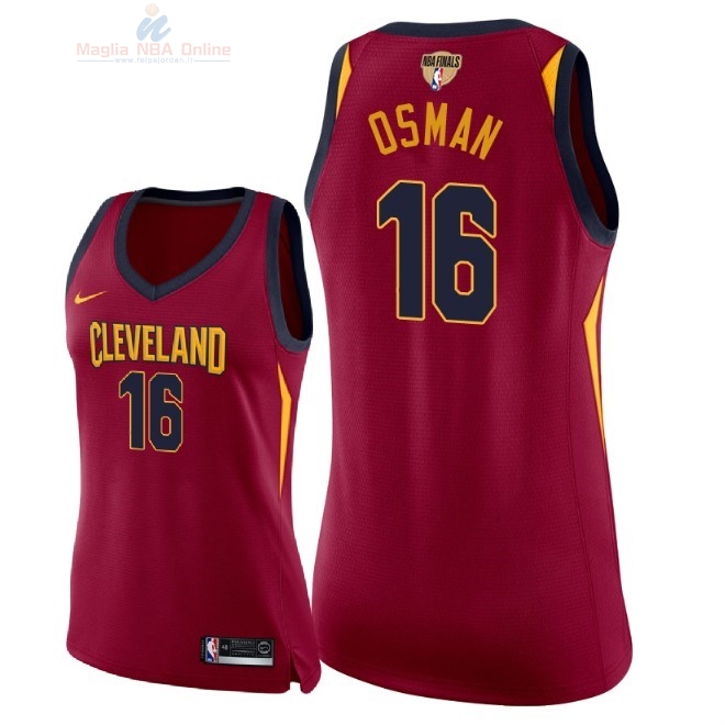 Acquista Maglia NBA Donna Cleveland Cavaliers 2018 Campionato Finali #16 Cedi Osman Rosso Icon Patch