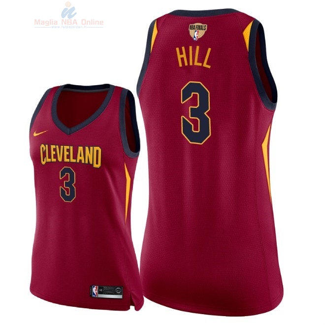 Acquista Maglia NBA Donna Cleveland Cavaliers 2018 Campionato Finali #3 George Hill Rosso Icon Patch