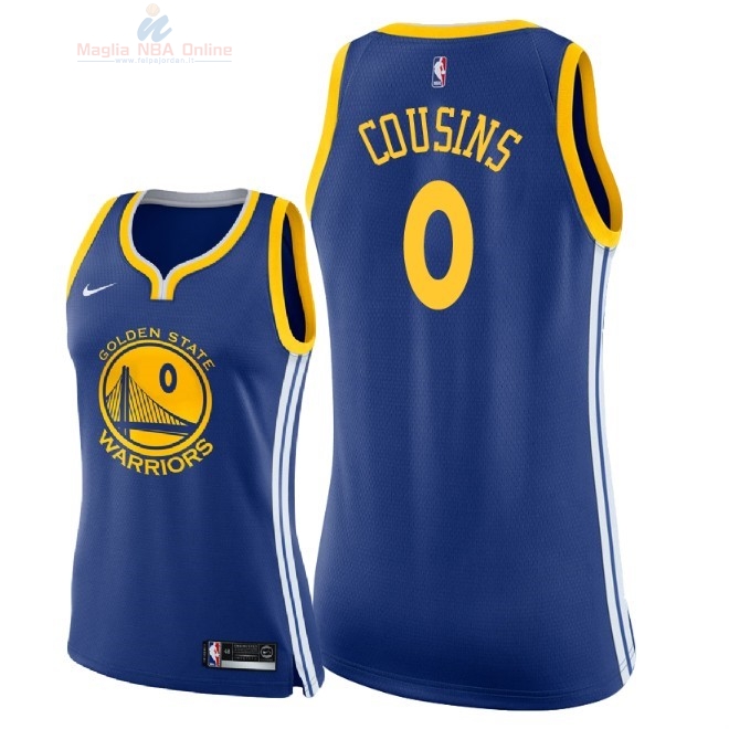 Acquista Maglia NBA Donna Golden State Warriors #0 DeMarcus Cousins Blu Icon 2018