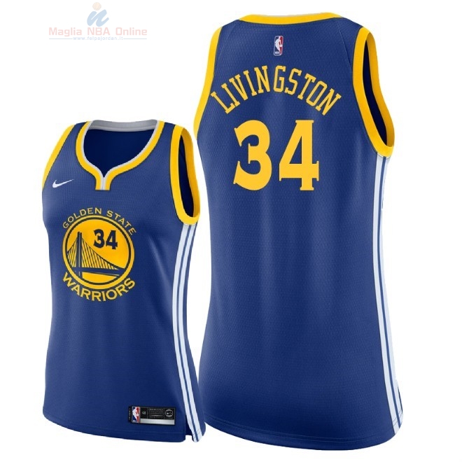 Acquista Maglia NBA Donna Golden State Warriors #34 Shaun Livingston Blu Icon 2018