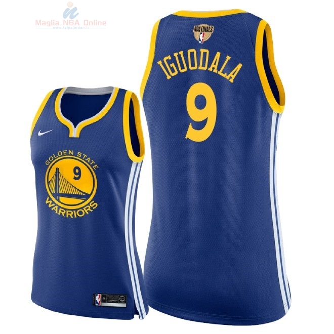 Acquista Maglia NBA Donna Golden State Warriors 2018 Campionato Finali #9 Andre Iguodala Blu Icon Patch