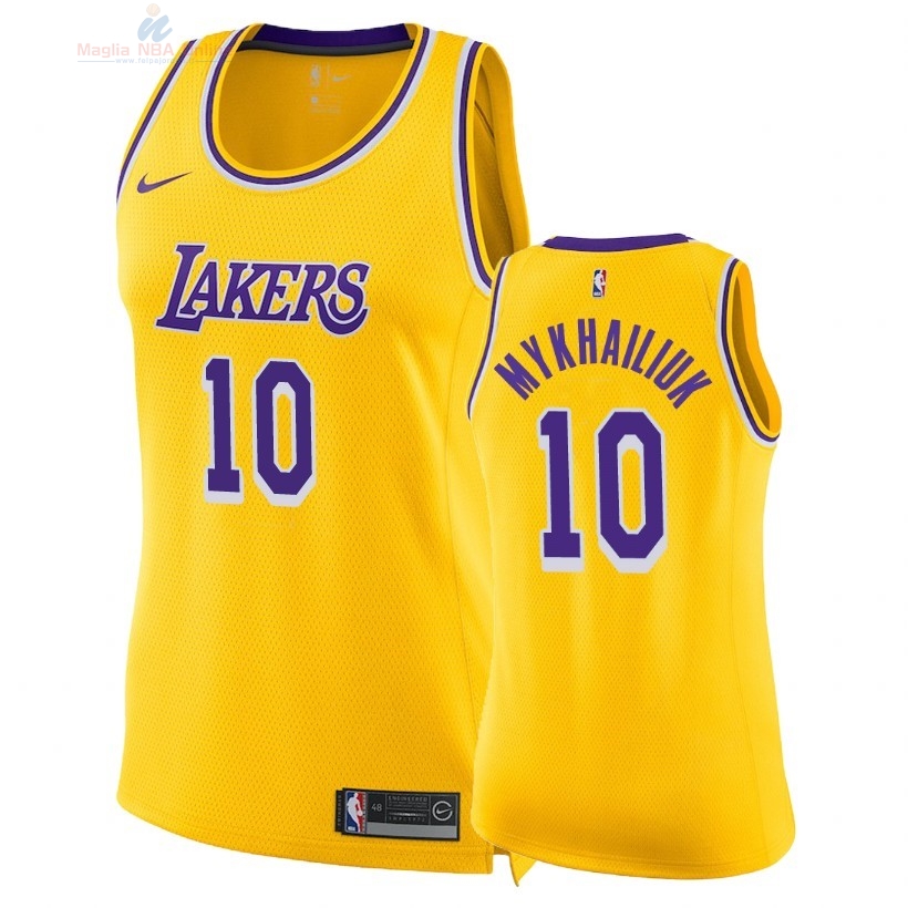 Acquista Maglia NBA Donna Los Angeles Lakers #10 Sviatoslav Mykhailiuk Giallo Icon 2018-19