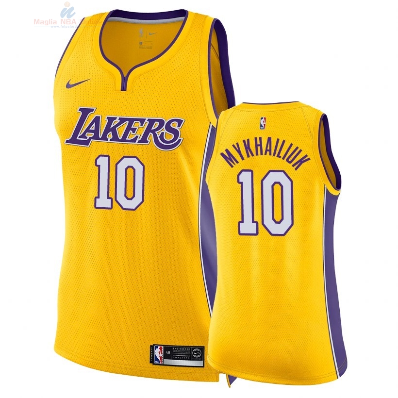 Acquista Maglia NBA Donna Los Angeles Lakers #10 Sviatoslav Mykhailiuk Giallo Icon 2018