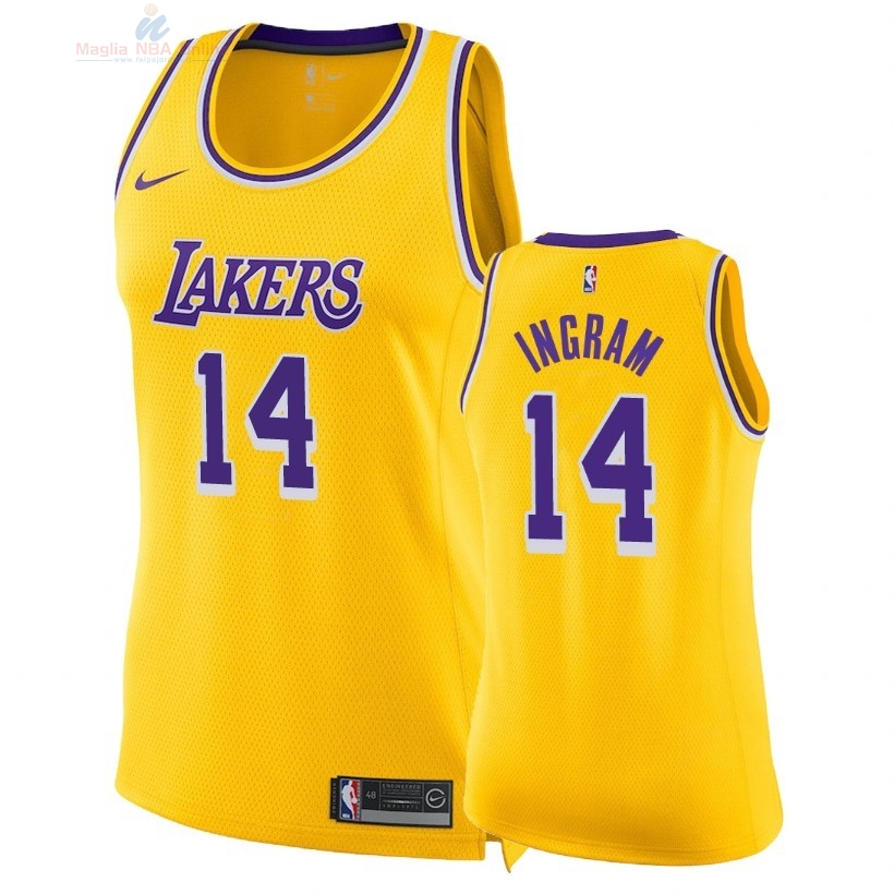 Acquista Maglia NBA Donna Los Angeles Lakers #14 Brandon Ingram Giallo Icon 2018-19