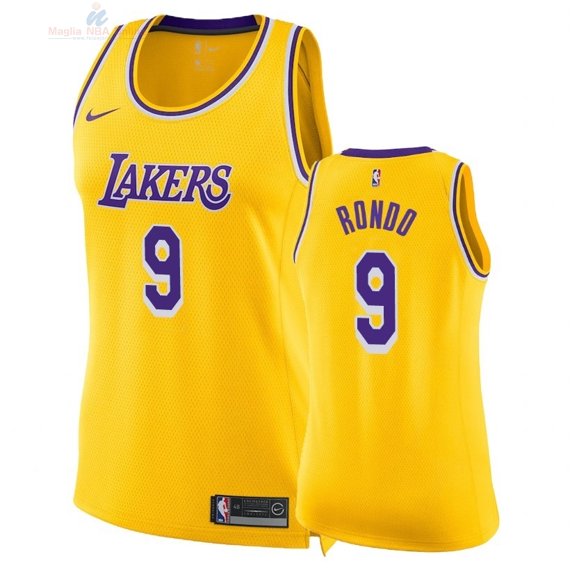 Acquista Maglia NBA Donna Los Angeles Lakers #9 Rajon Rondo Giallo Icon 2018-19