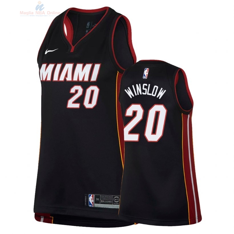 Acquista Maglia NBA Donna Miami Heat #20 Justise Winslow Nero Icon 2018