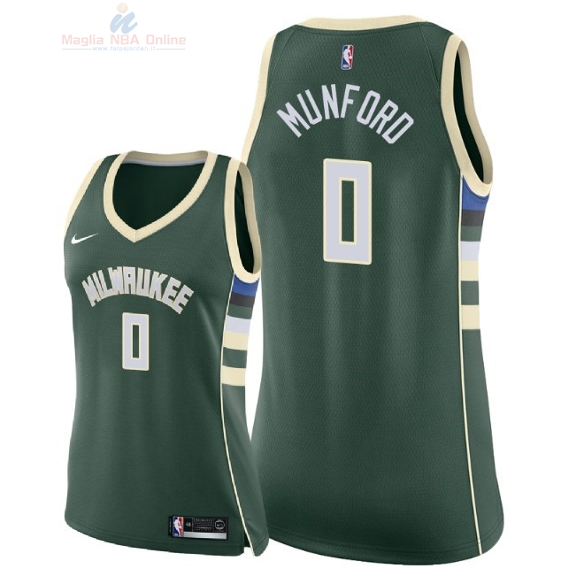 Acquista Maglia NBA Donna Milwaukee Bucks #0 Xavier Munford Verde Icon 2018