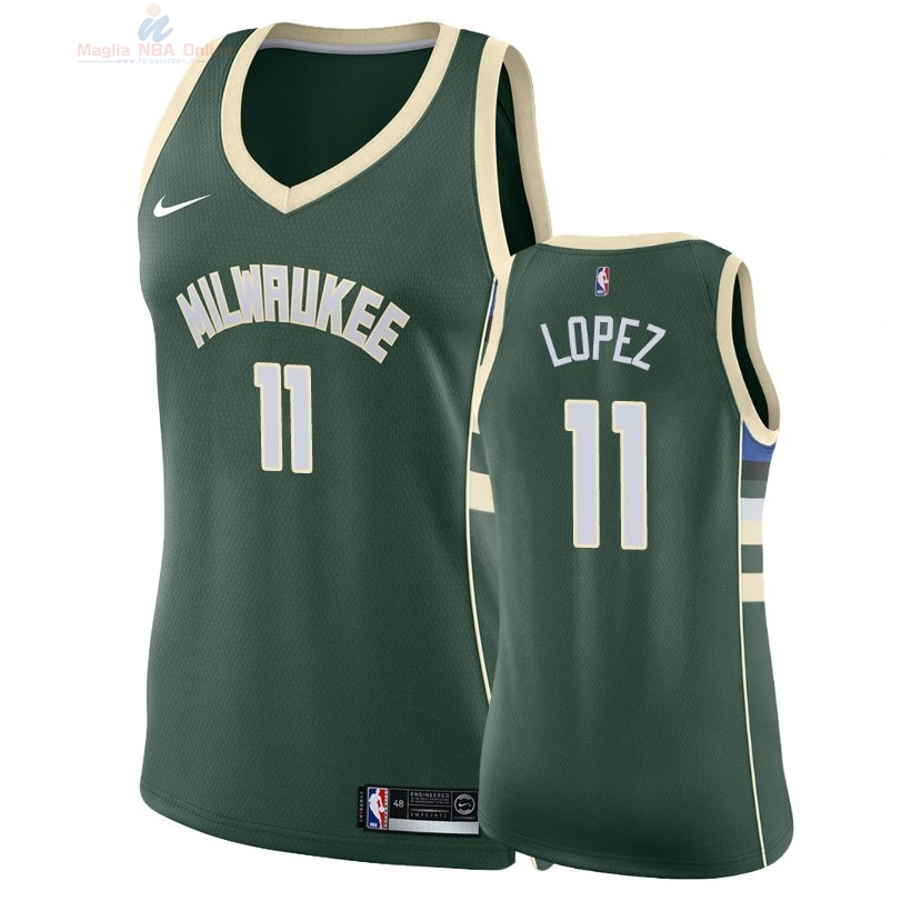 Acquista Maglia NBA Donna Milwaukee Bucks #11 Brook Lopez Verde Icon 2018